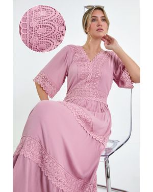 D.u.s.k Tiered Lace Detail Maxi Dress - Pink