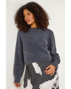 D.u.s.k Fluffy Long Sleeve Knit Jumper - Grey