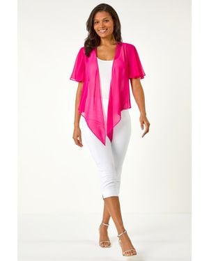 Roman Chiffon Draped Tie Front Cover Up - Pink