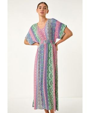Roman Boho Stripe Maxi Dress - Blue