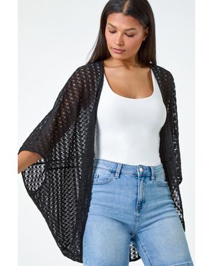 Roman Textured Knit Cardigan Cover Up - Blue