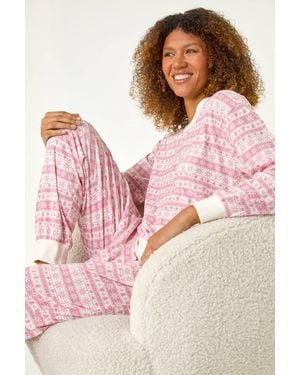 Roman Fairisle Twosie Pyjama Set - Pink