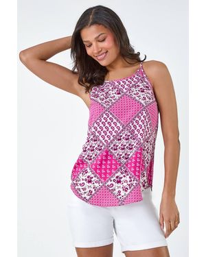 Lilly-and-Hope Patchwork Floral Cami Top - Pink