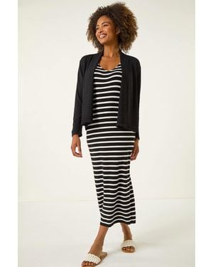Roman Ribbed Detail Shrug - Black