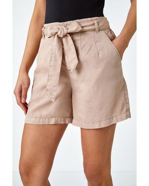 Roman Relaxed Elastic Tie Waist Pocket Shorts - Pink