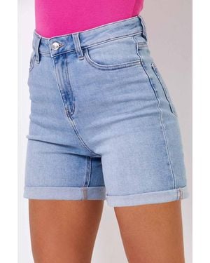 Roman Stretch Denim Mom Shorts - Blue