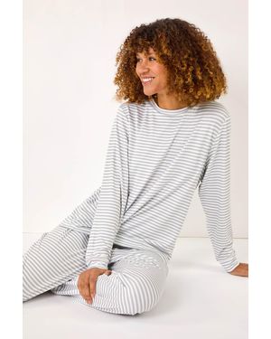 Roman Striped Pyjama Set - White