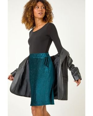 Roman Shimmer Velvet Skirt - Blue