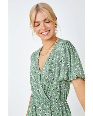 D.u.s.k Ditsy Floral Print Peplum Top - Multicolour