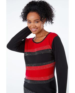 Roman Petite Embellished Stripe Jumper - Red