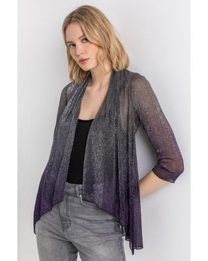 Roman Ombre Metallic Plisse Kimono - Purple
