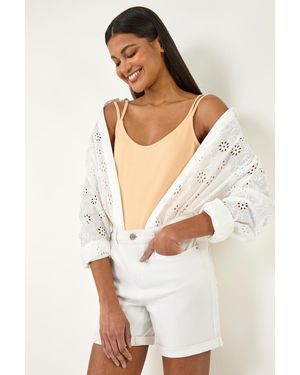 Roman Double Strap Stretch Vest Top - White