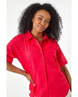 Roman Petite Jacquard One Pocket Shirt - Red