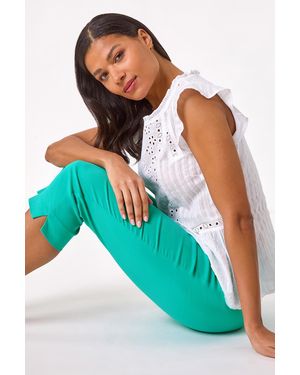 Roman Cropped Stretch Trousers - Blue
