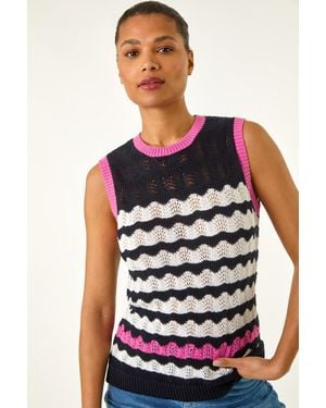 Roman Sequin Wave Detail Knit Top - Red