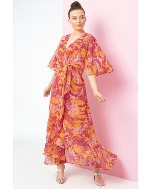 Roman Chiffon Wrap Maxi Dress - Orange
