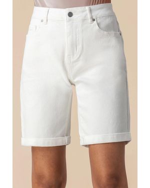 Roman Turned Hem Denim Stretch Shorts - White