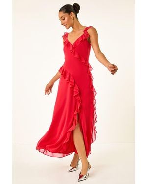 D.u.s.k Frill Maxi Dress - Red