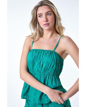 D.u.s.k Cotton Broderie Vest Top - Green