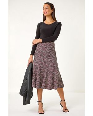 Roman Textured Boucle Panel Stretch Skirt
