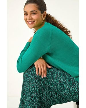 Roman Plisse Spot Print Stretch Maxi Skirt - Green