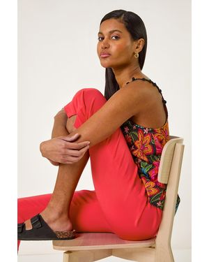 Roman Cropped Stretch Trousers - Red