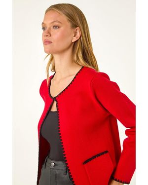 Roman Blanket Stitch Cardigan - Red