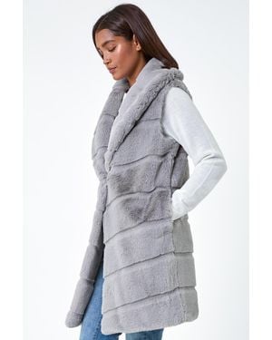 Roman Faux Fur Longline Gilet - Grey