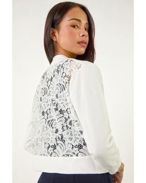 Roman Petite Lace Back Bolero Cardigan - White