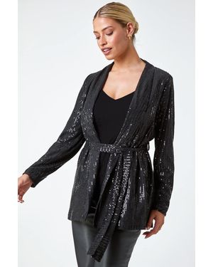 D.u.s.k Sequin Embellished Tie Waist Jacket - Black