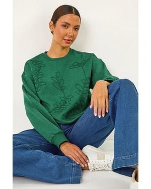 Roman Floral Embroidered Sweatshirt - Green