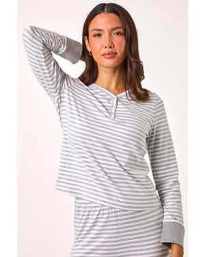 Roman Striped Twosie Pyjama Set - White