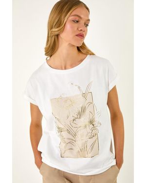 Roman Daffodil Print Cotton Tee - White