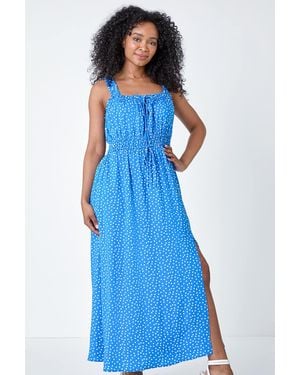 Roman Petite Spot Print Midi Dress - Blue