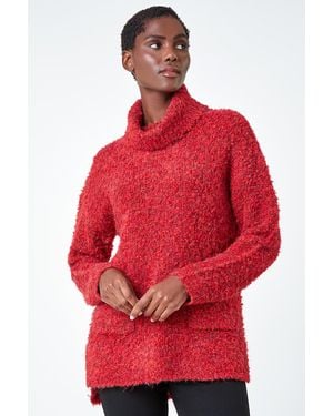 Roman Longline Textured Roll Neck Pocket Jumper