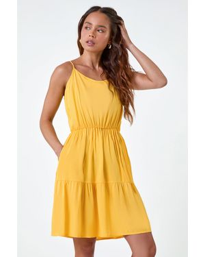 Roman Petite Sleeveless Frill Hem Dress - Yellow