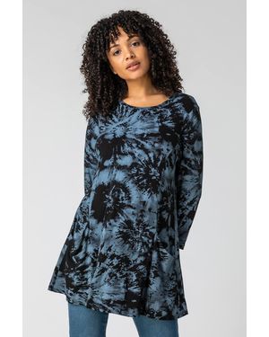 Roman Tie Dye Pocket Swing Top - Blue