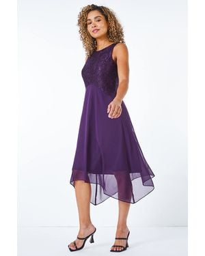 Roman Petite Lace Bodice Dress - Purple