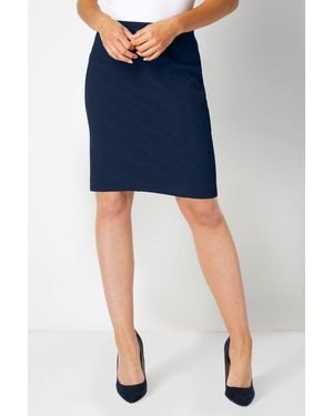 Roman Short Textured Elastic Waist Jersey Skirt - Blue