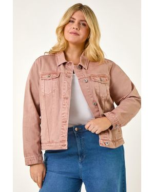 Roman Curve Mid Wash Denim Jacket - Blue