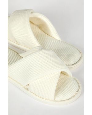 Roman Waffle Crossover Slipper - Natural
