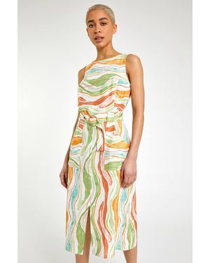 D.u.s.k Retro Wave Belted Midi Dress - White
