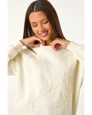 Roman Floral Embroidered Sweatshirt - Blue