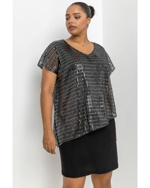 Roman Curve Asymmetric Shimmer Overlay Dress - Metallic