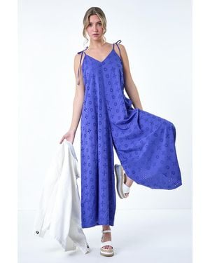 D.u.s.k Broderie Pocket Wide Leg Jumpsuit - Blue