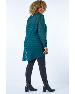 Roman Curve Textured Spot Shirt - Blue