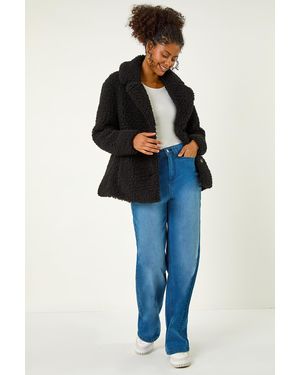 D.u.s.k Textured Borg Pocket Short Coat - Blue