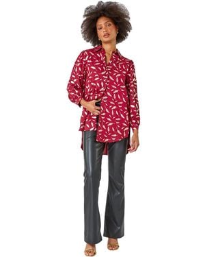 D.u.s.k Metallic Feather Print Shirt - Red