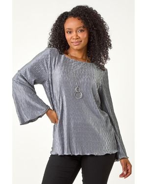 Roman Petite Pleated Necklace Top - Grey