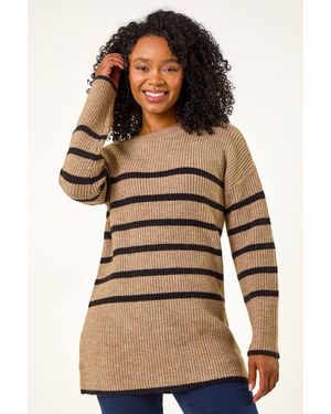 Roman Petite Striped Knit Jumper - Brown